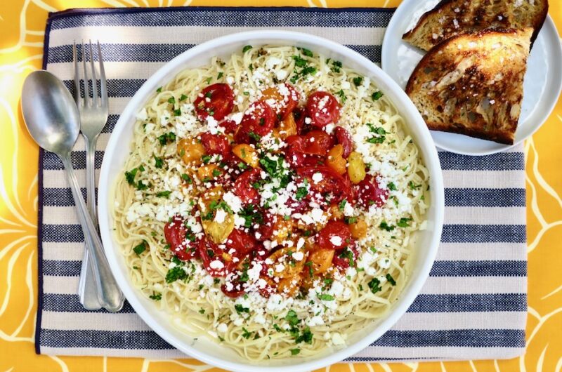 Roasted Tomatoes, Fresh Herbs & Feta Pasta